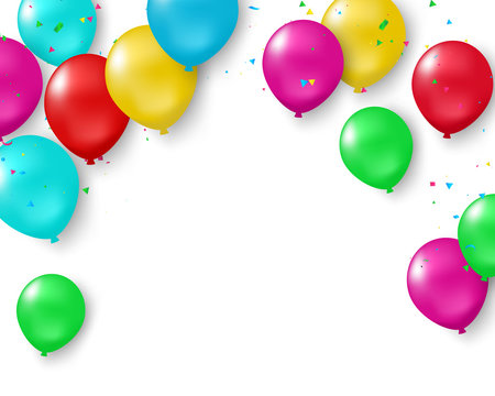 Colorful balloons, confetti concept design template celebration background with confetti.