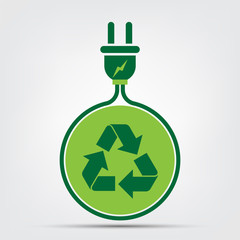 Energy ideas save the world concept Power plug green ecology,Vector Illustration
