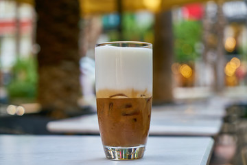 Delicious latte coffee on the table