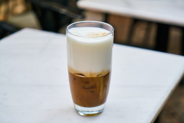 Delicious latte coffee on the table