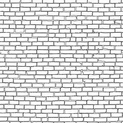 Brick wall seamless pattern, line art. Background on a separate layer.