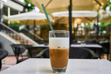 Delicious latte coffee on the table