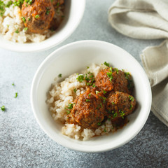 Homemade meatballs with herbs and couscous