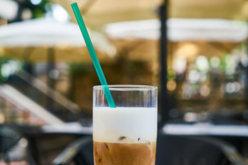 Delicious latte coffee on the table