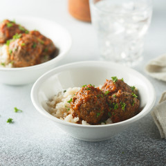Homemade meatballs with herbs and couscous