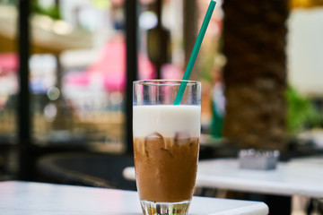 Delicious latte coffee on the table