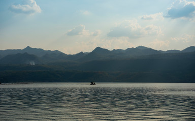 Beautiful sunset at the reservoir in nation park.