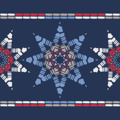 Stars. Ethnic boho seamless pattern. Lace. Embroidery on fabric. Patchwork texture. Weaving. Traditional ornament. Tribal pattern. Folk motif. Can be used for wallpaper, textile, wrapping, web.