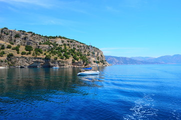 Fototapeta na wymiar Cruise on the ship on the amazing Aegean Sea