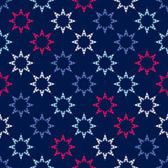 Stars. Ethnic boho seamless pattern. Lace. Embroidery on fabric. Patchwork texture. Weaving. Traditional ornament. Tribal pattern. Folk motif. Can be used for wallpaper, textile, wrapping, web.