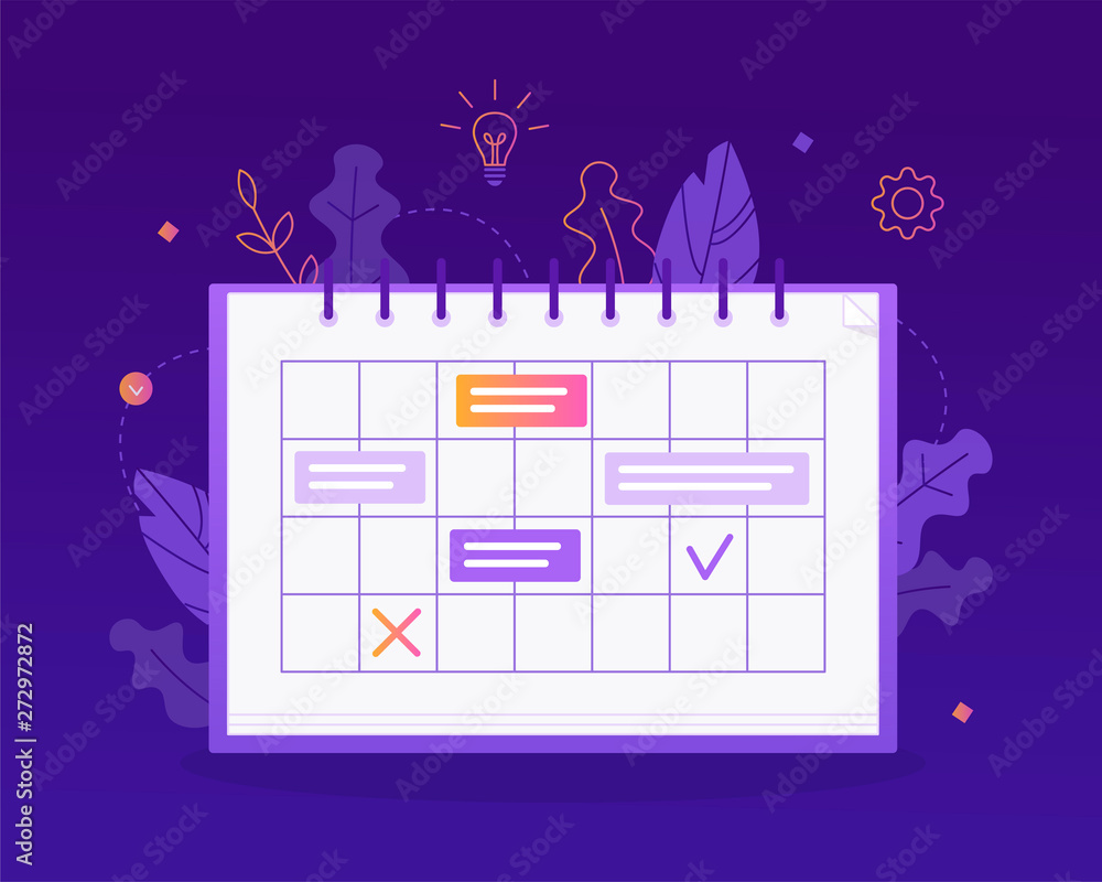 Aufkleber a schedule with tasks on the project. time management concept. flat vector illustration.