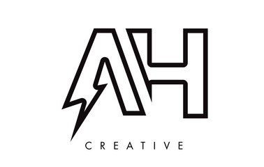 AH Letter Logo Design With Lighting Thunder Bolt. Electric Bolt Letter Logo