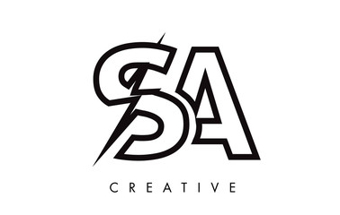 SA Letter Logo Design With Lighting Thunder Bolt. Electric Bolt Letter Logo - obrazy, fototapety, plakaty