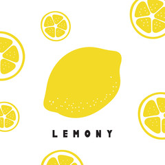 Summer card of hand drawn lemon fruit and text – Lemony.