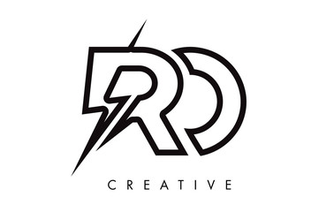 RO Letter Logo Design With Lighting Thunder Bolt. Electric Bolt Letter Logo