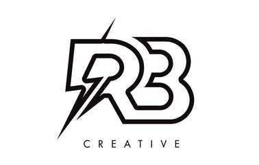 RB Letter Logo Design With Lighting Thunder Bolt. Electric Bolt Letter Logo