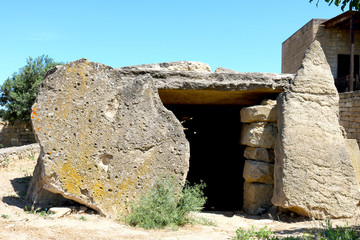 Ancient dolmen or cromlech  in the Azerbaijan. A type of single-chamber megalithic tomb. Archeology megalithic structure