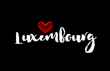 Fototapeta na wymiar Luxembourg city on black background with red heart for logo icon design