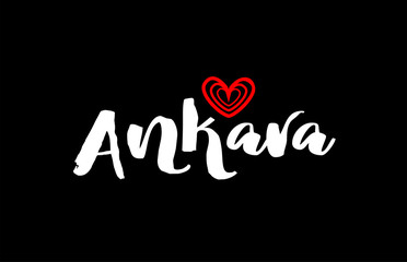 Ankara city on black background with red heart for logo icon design