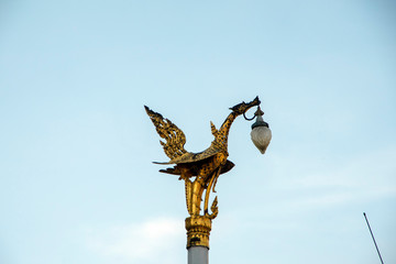 Fototapeta na wymiar Golden bird street light, Grand Palace, Bangkok, Thailand