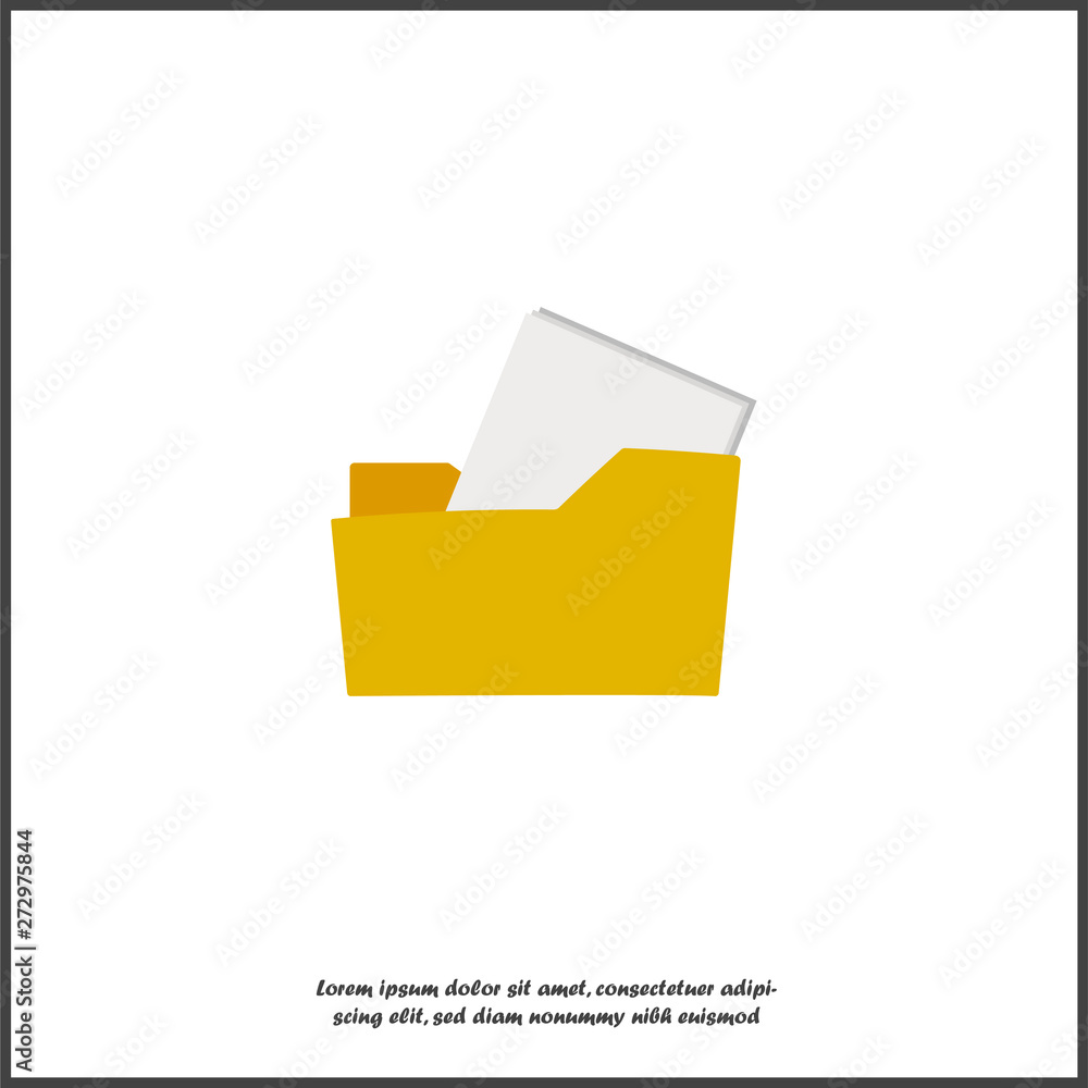 Aufkleber yellow folder icon with a sheet of paper. vector folder icon on white isolated background. layers gr