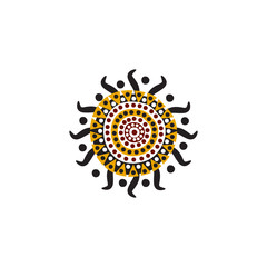 Aboriginal art dots painting icon logo design vector template