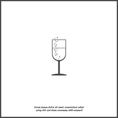 Champagne glass vector icon on white isolated background. Party symbol.