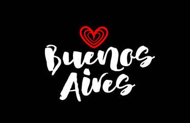 Buenos Aires city on black background with red heart for logo icon design