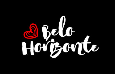 Belo Horizonte city on black background with red heart for logo icon design