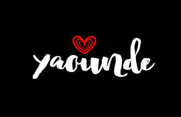 Yaounde city on black background with red heart for logo icon design