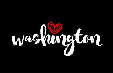 washington city on black background with red heart for logo icon design
