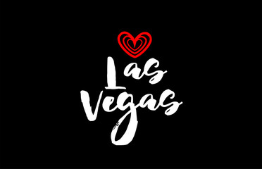 las vegas city on black background with red heart for logo icon design © dragomirescu
