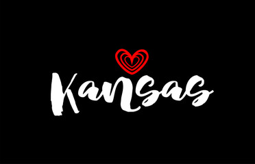 kansas city on black background with red heart for logo icon design