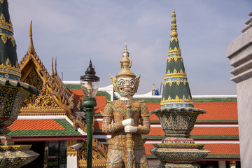 Fototapeta premium Demon guardians at the Temple of the Emerald Buddha, Grand Palace, Bangkok, Thailand