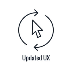 Website Update Icon - with arrows thin line - outline imagery