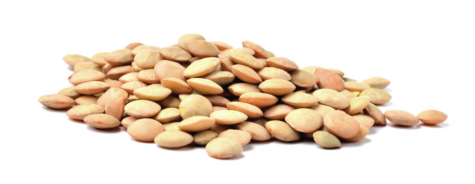 Pile Of Green Lentils Isolated On White Background