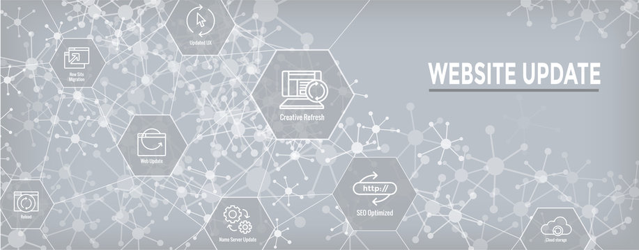 Website Update Icon Set with Web Header Banner