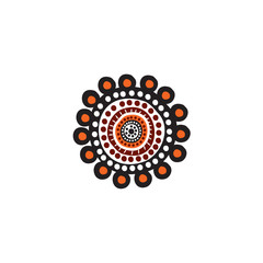 Aboriginal art dots painting icon logo design vector template