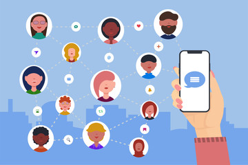 network avatar icons hand