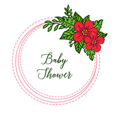 Vector illustration style of card baby shower for ornate red wreath frames