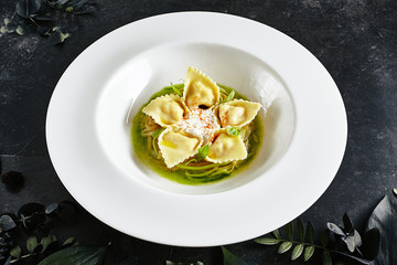 Tortellini with Shrimps and Young Zucchini Ragout