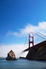 Landscape View of Golden Gate Bridge with Clouds San Francisco  California USA