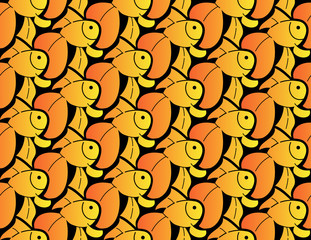 Fototapeta na wymiar Gold fish, background in Escher style
