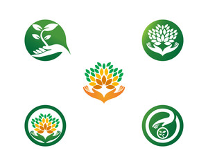 Hand, Tree and Leaf logo Combination. Arm and ecosystem symbol or icon. Unique and Organic