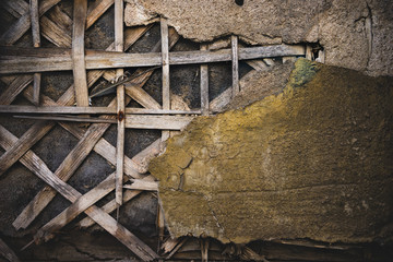 Fragment of an old wall with plaster