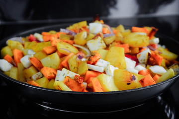 vegetables in a pan