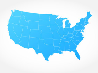 Fototapeta na wymiar United States of America gray map