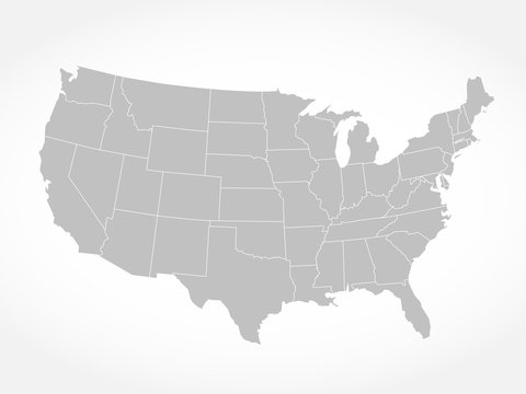 United States of America gray map