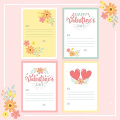 Valentine's Day Calligraphy Lettering Greeting Card Printable Set Design for Valentine and Wedding - Vector Illustration 