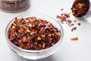 Red Pepper Flakes in an Ingredient Bowl